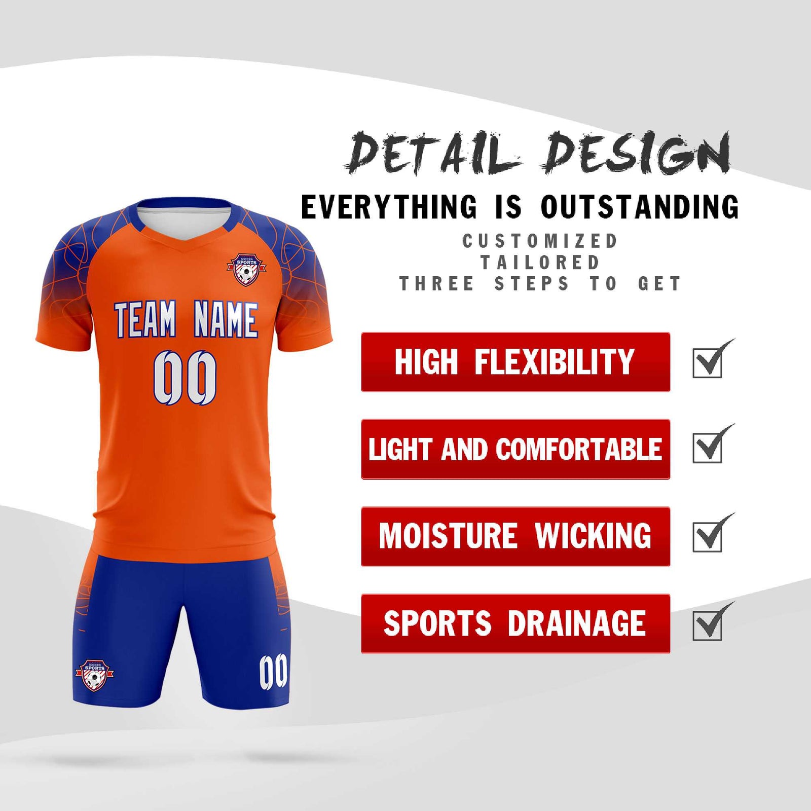 Custom Orange Classic Soccer Training Sets Jersey For Adults/Kids