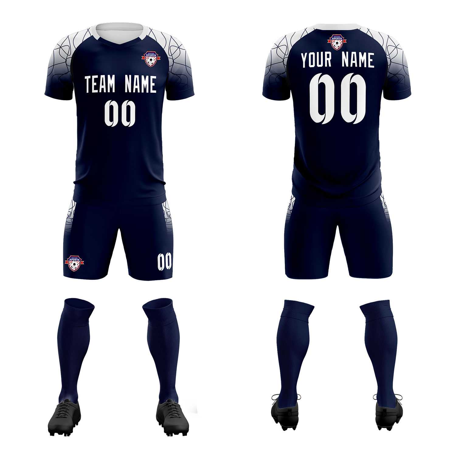 Custom Navy Classic Soccer Training Sets Jersey For Adults/Kids