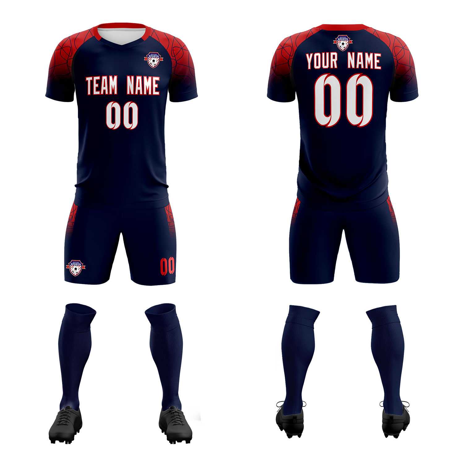 Custom Navy Classic Soccer Training Sets Jersey For Adults/Kids