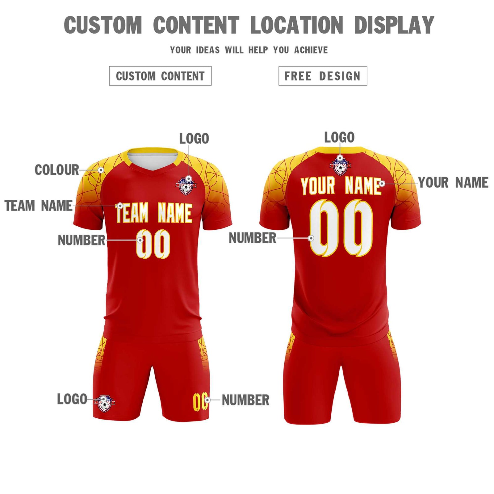 Custom Red Classic Soccer Training Sets Jersey For Adults/Kids