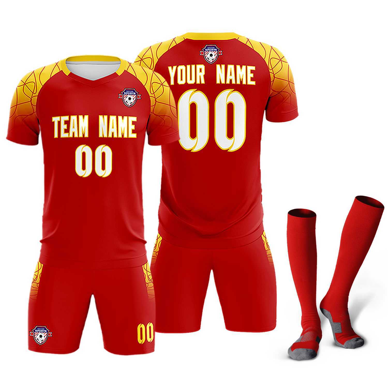 Custom Red Classic Soccer Training Sets Jersey For Adults/Kids