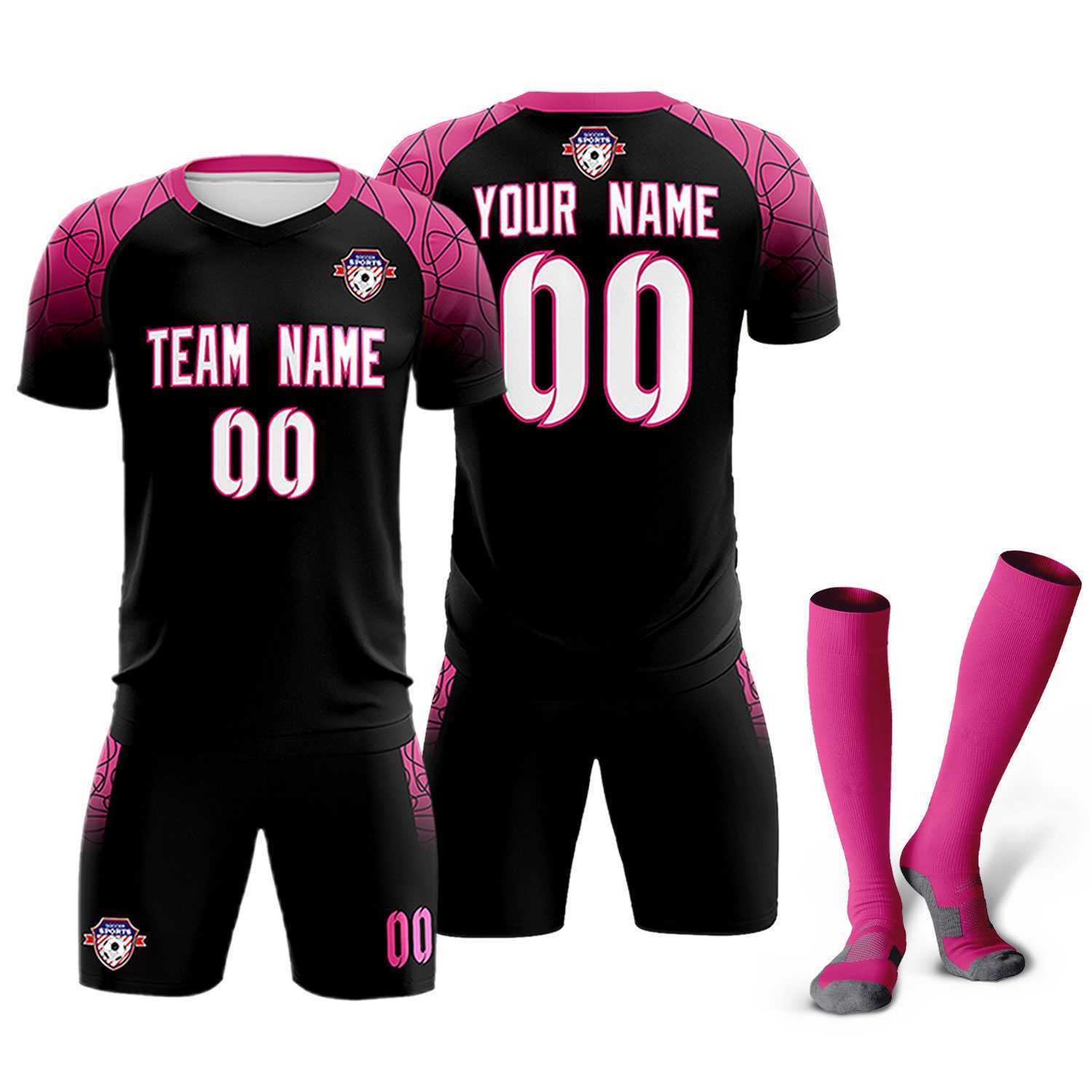 Custom Black Classic Soccer Training Sets Jersey For Adults/Kids