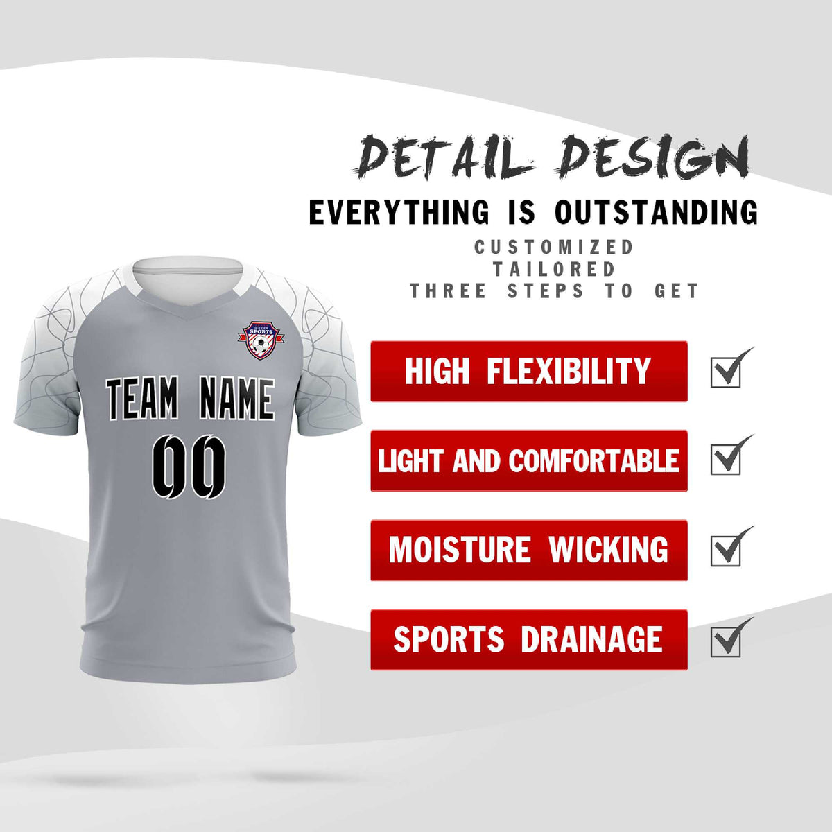 Custom Silver Classic Soccer Training Sets Jersey For Adults/Kids