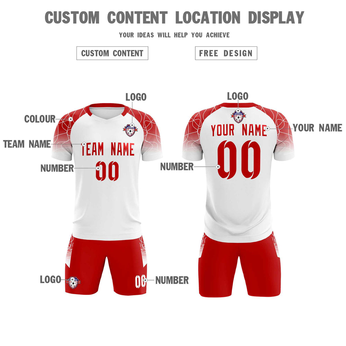 Custom White Classic Soccer Training Sets Jersey For Adults/Kids