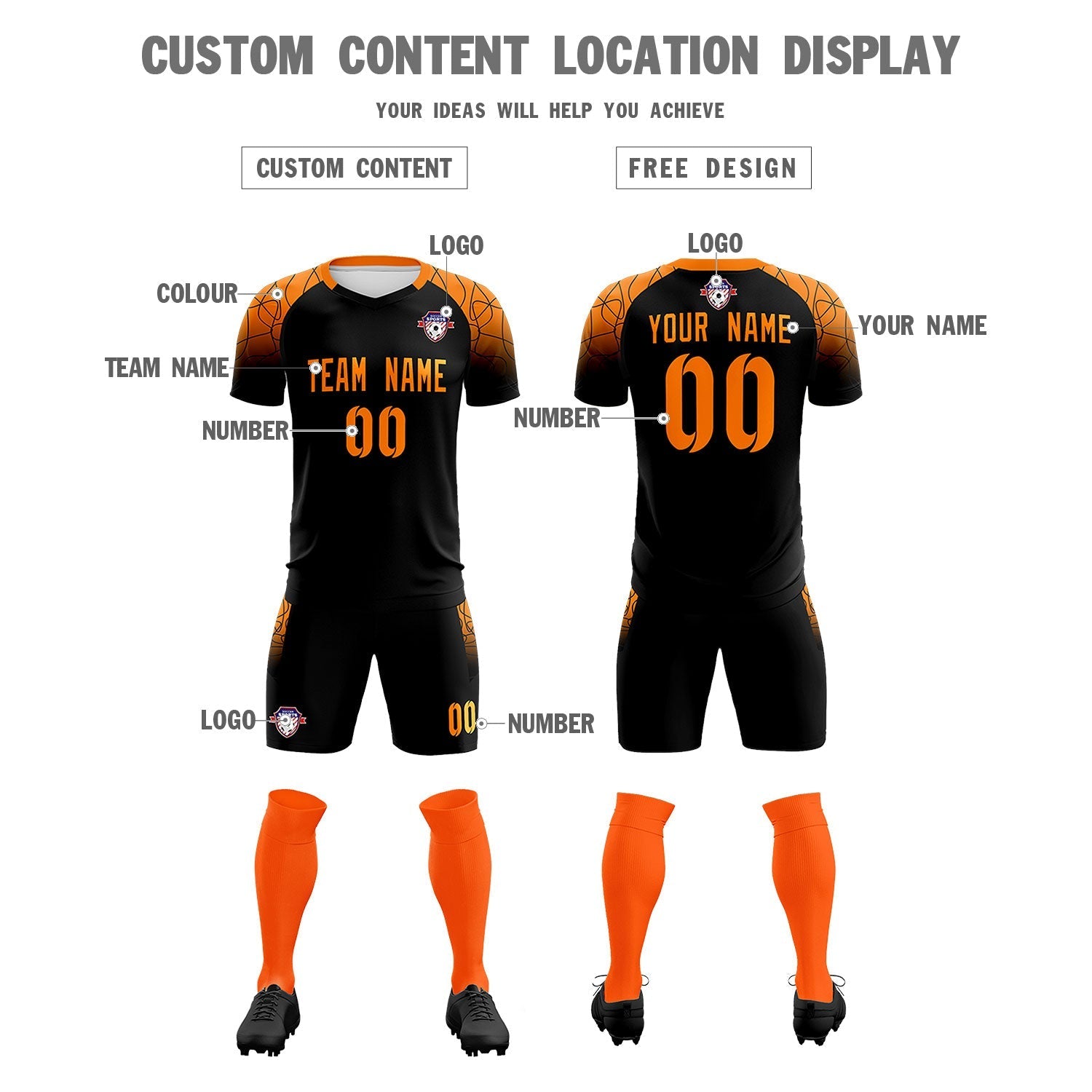Custom Black Classic Soccer Training Sets Jersey For Adults/Kids