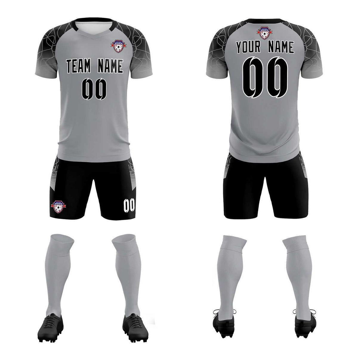 Custom Silver Classic Soccer Training Sets Jersey For Adults/Kids