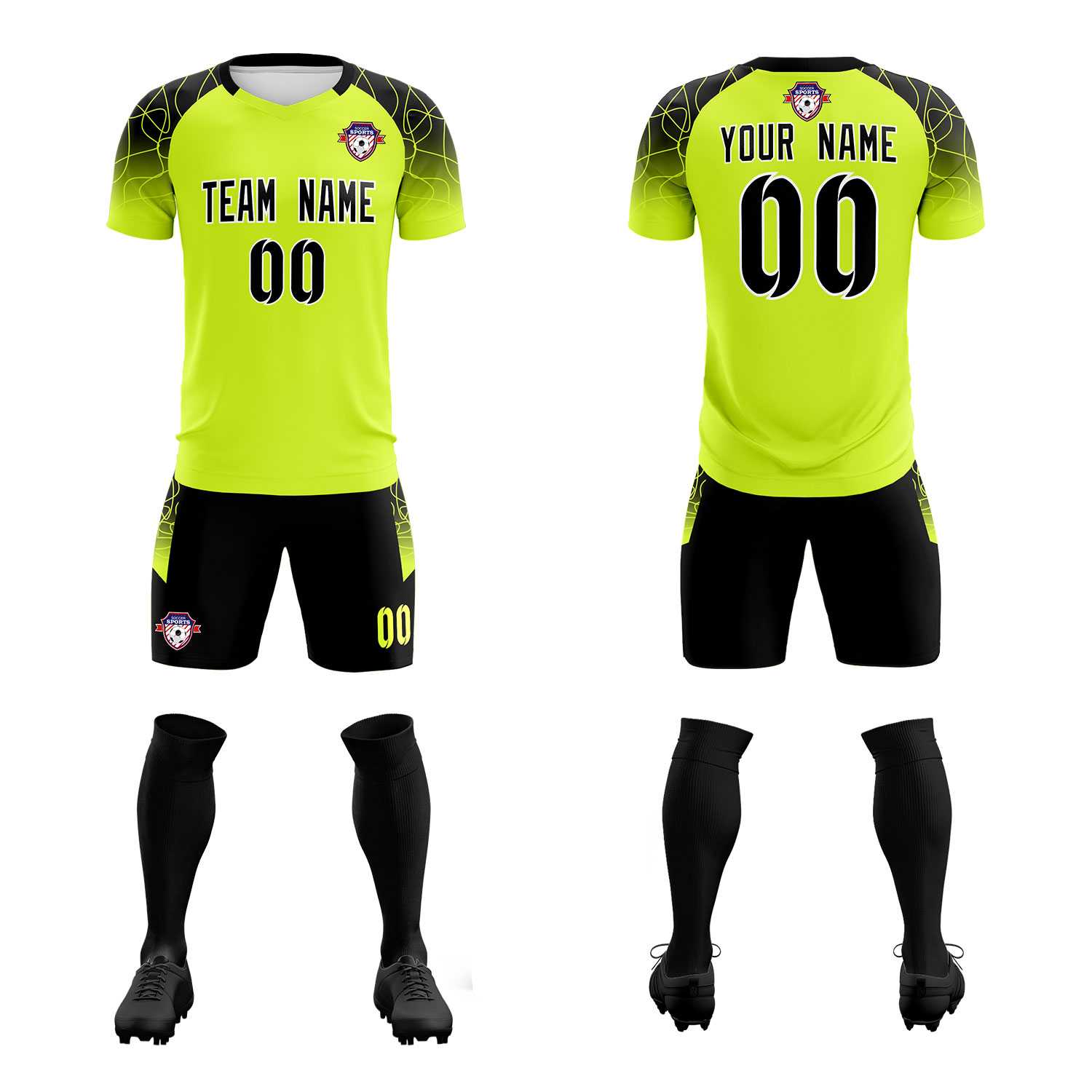 Custom Neon Green Classic Soccer Training Sets Jersey For Adults/Kids