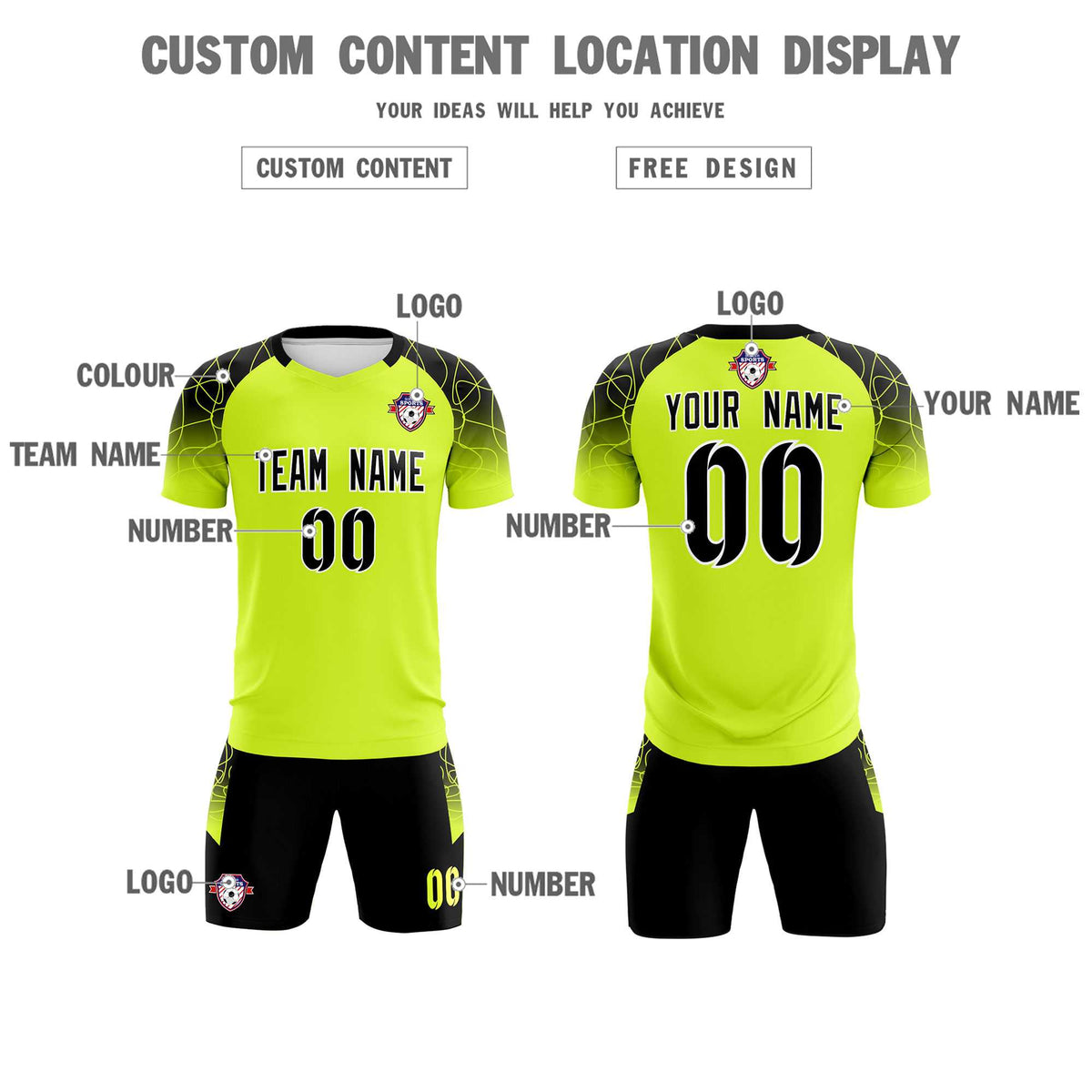 Custom Neon Green Classic Soccer Training Sets Jersey For Adults/Kids