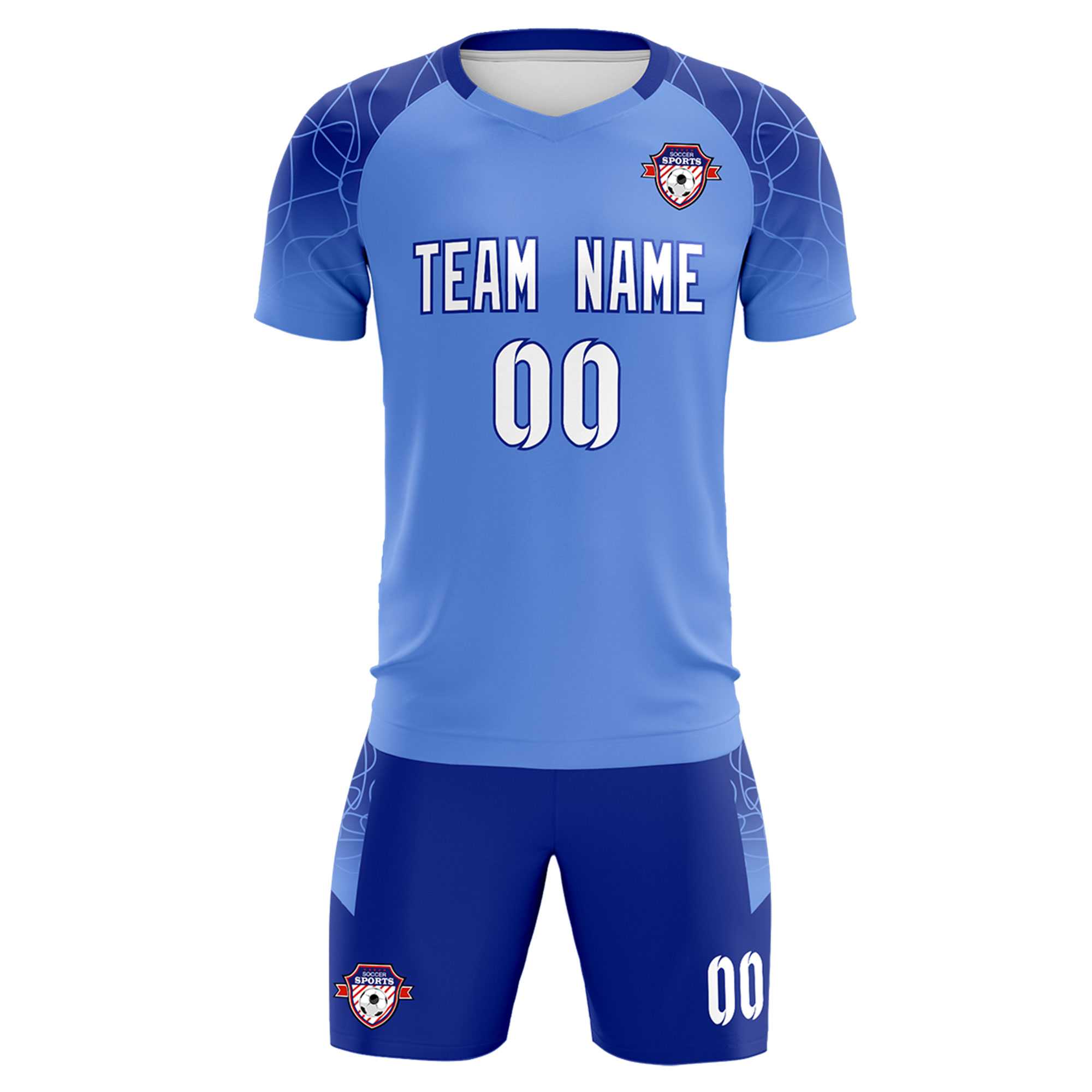 Custom Light Blue Classic Soccer Training Sets Jersey For Adults/Kids