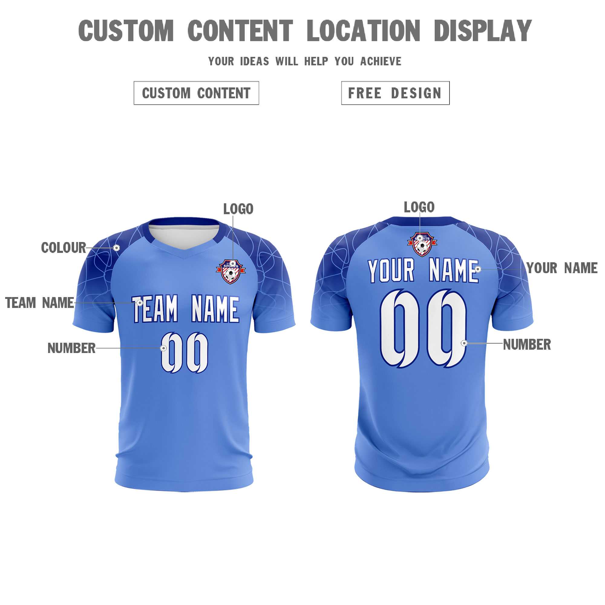 Custom Light Blue Classic Soccer Training Sets Jersey For Adults/Kids