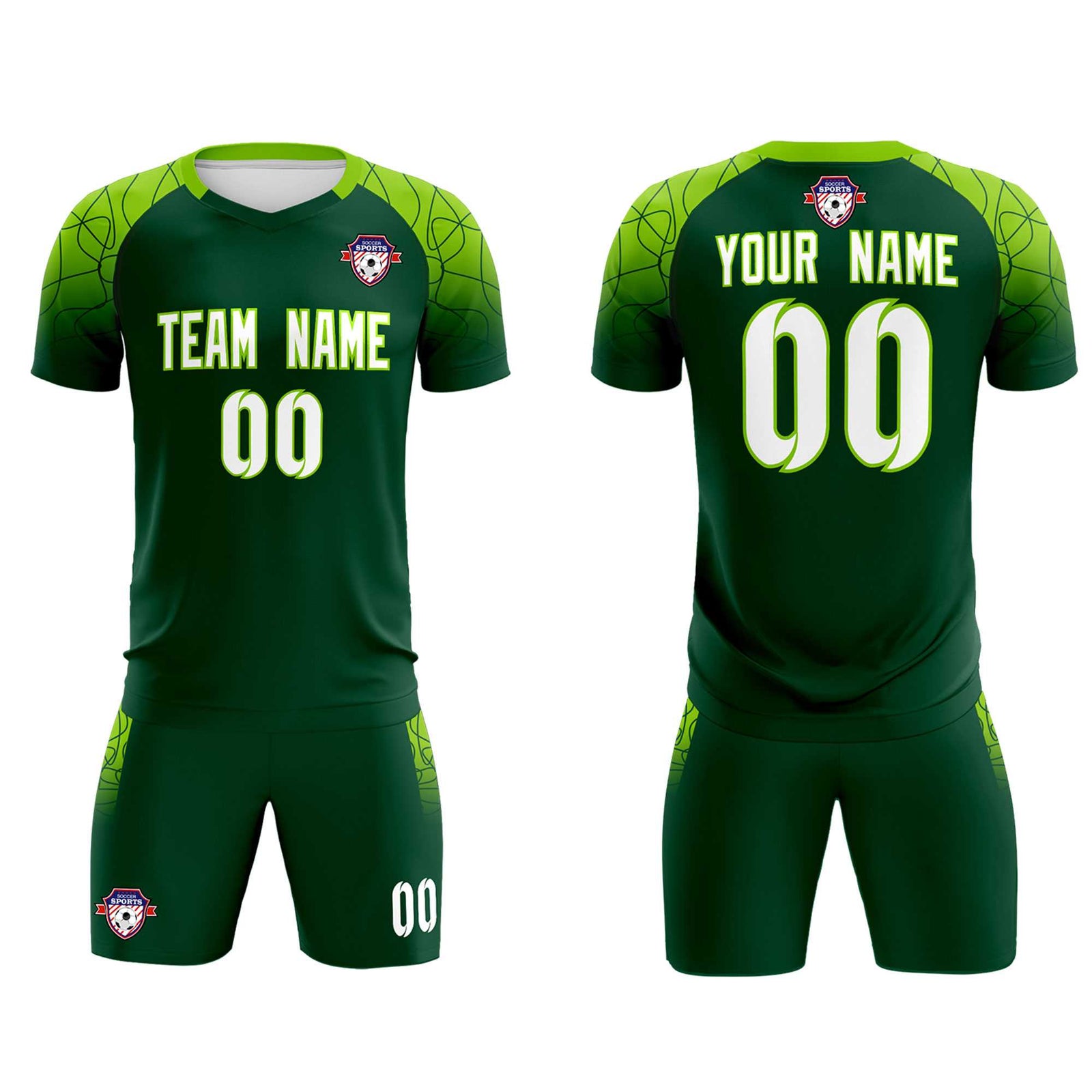 Custom Green Classic Soccer Training Sets Jersey For Adults/Kids
