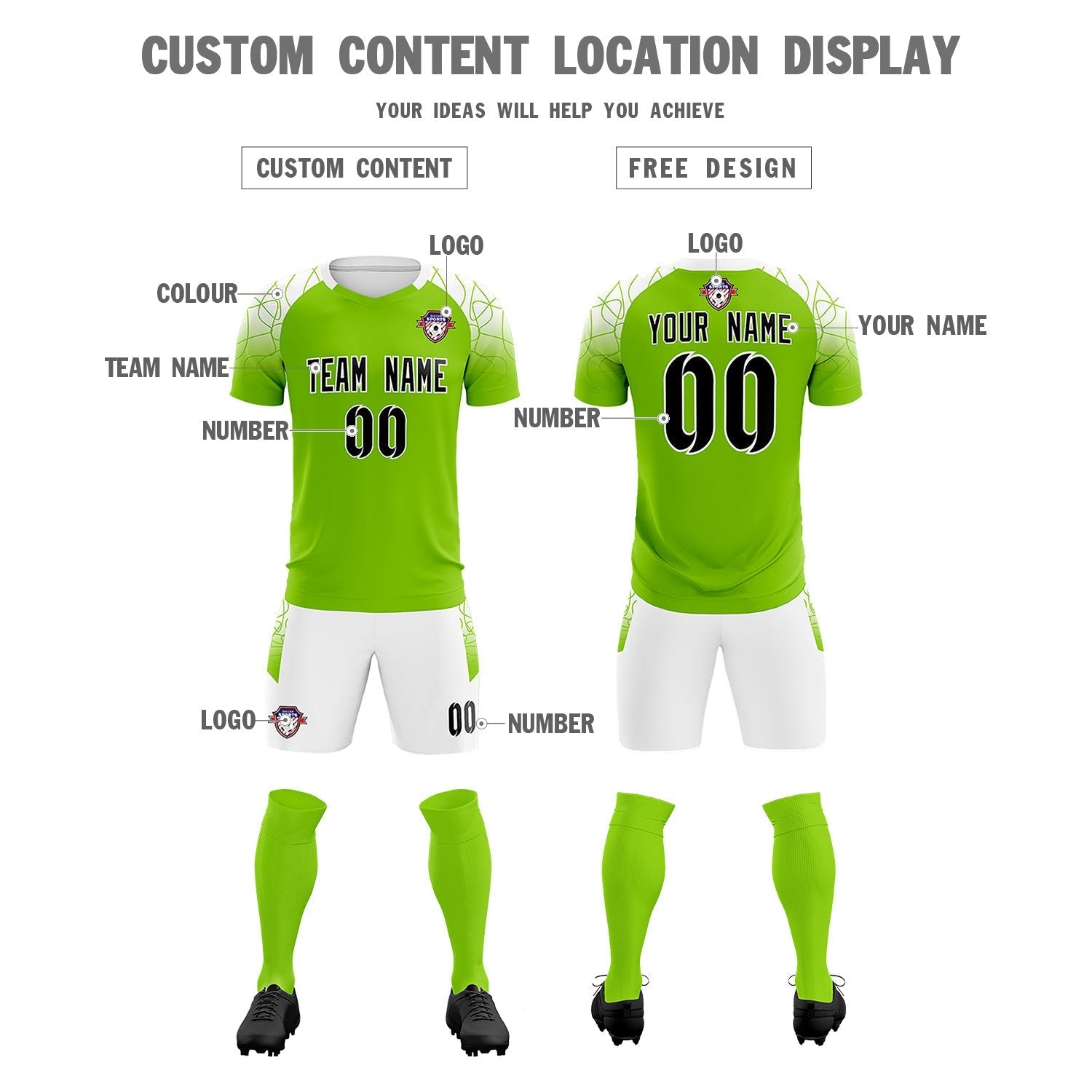Custom Green Classic Soccer Training Sets Jersey For Adults/Kids