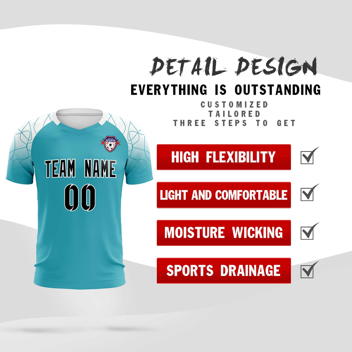 Custom Aqua Classic Soccer Training Sets Jersey For Adults/Kids