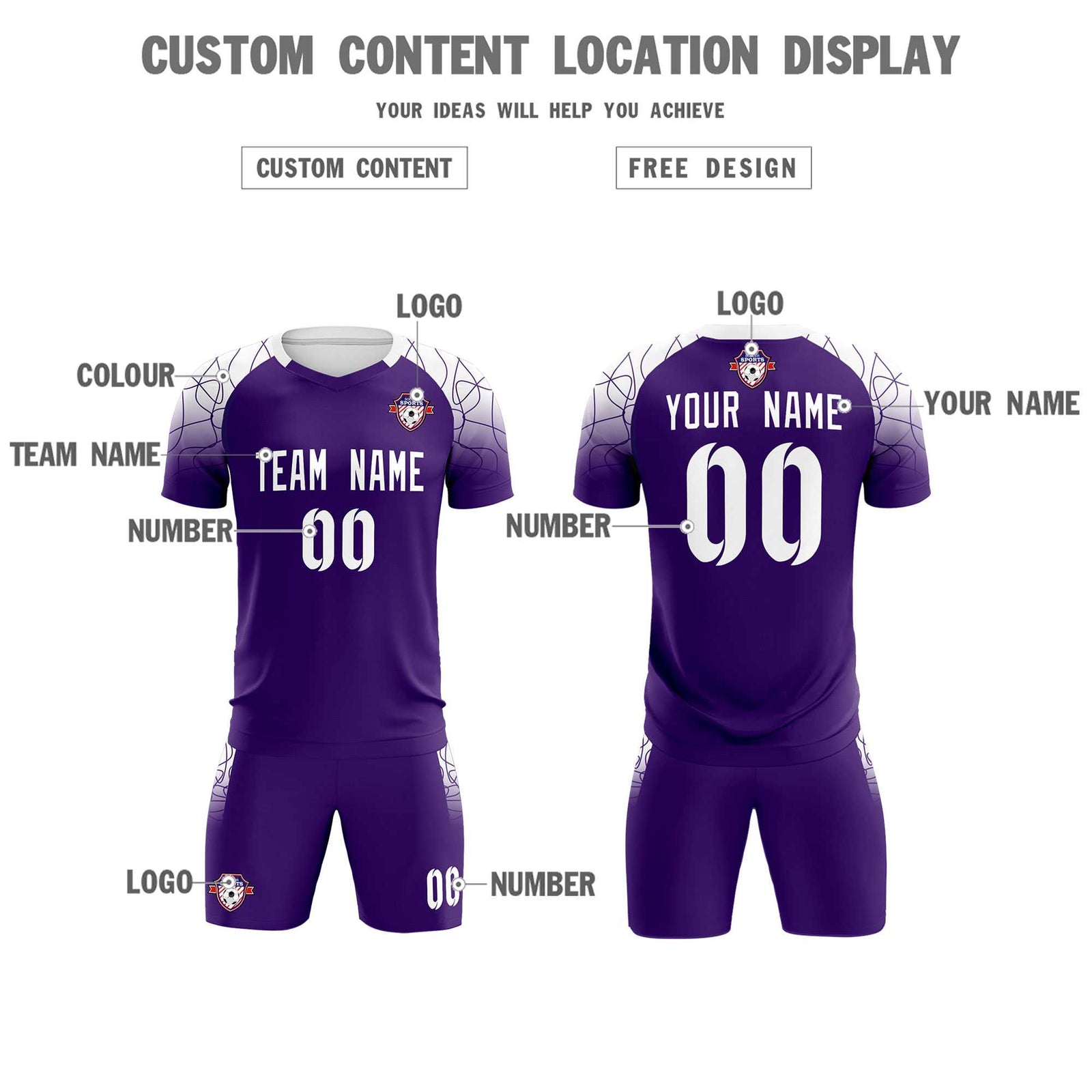Custom Purple Classic Soccer Training Sets Jersey For Adults/Kids