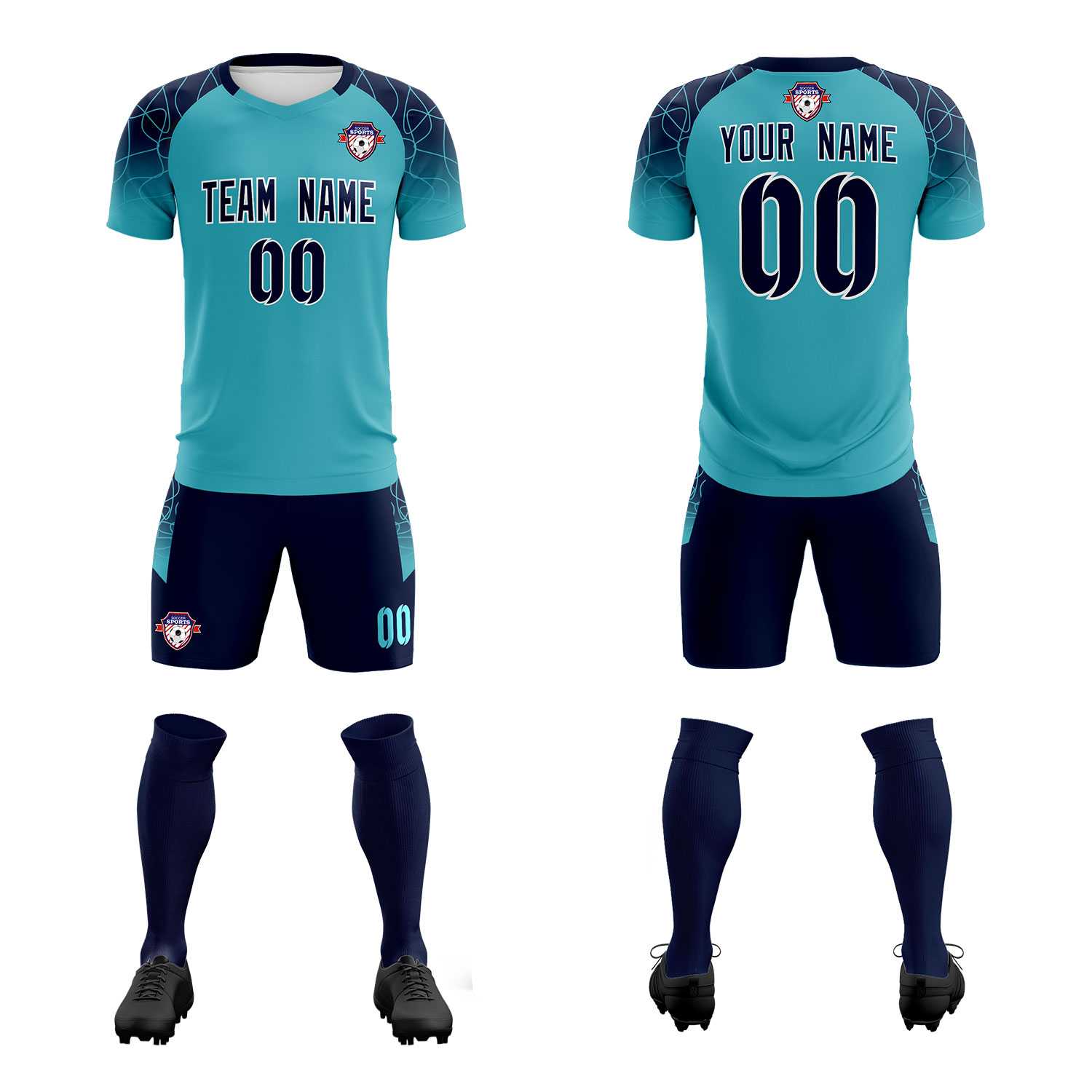 Custom Sky Blue Classic Soccer Training Sets Jersey For Adults/Kids