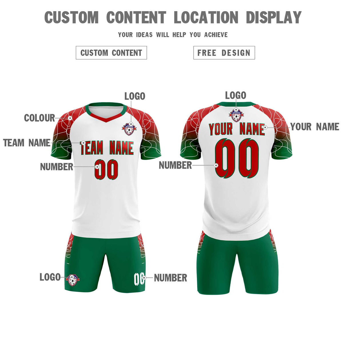 Custom White Classic Soccer Training Sets Jersey For Adults/Kids