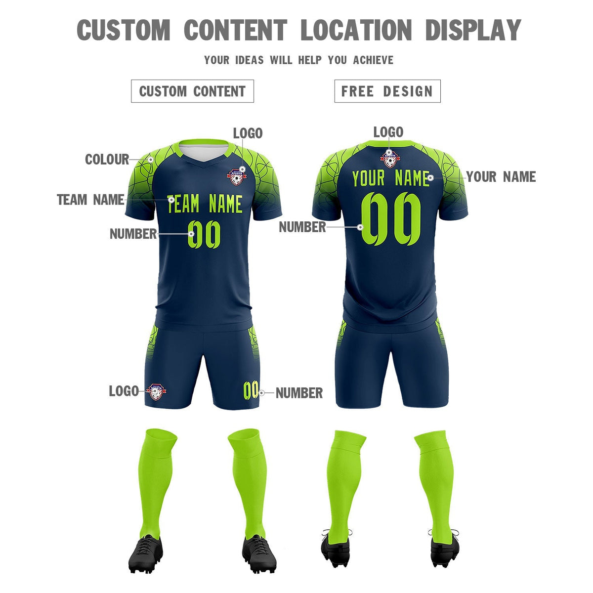 Custom Midnight Blue Classic Soccer Training Sets Jersey For Adults/Kids