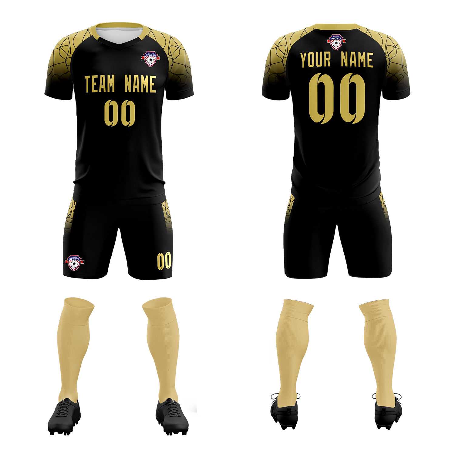 Custom Black Classic Soccer Training Sets Jersey For Adults/Kids