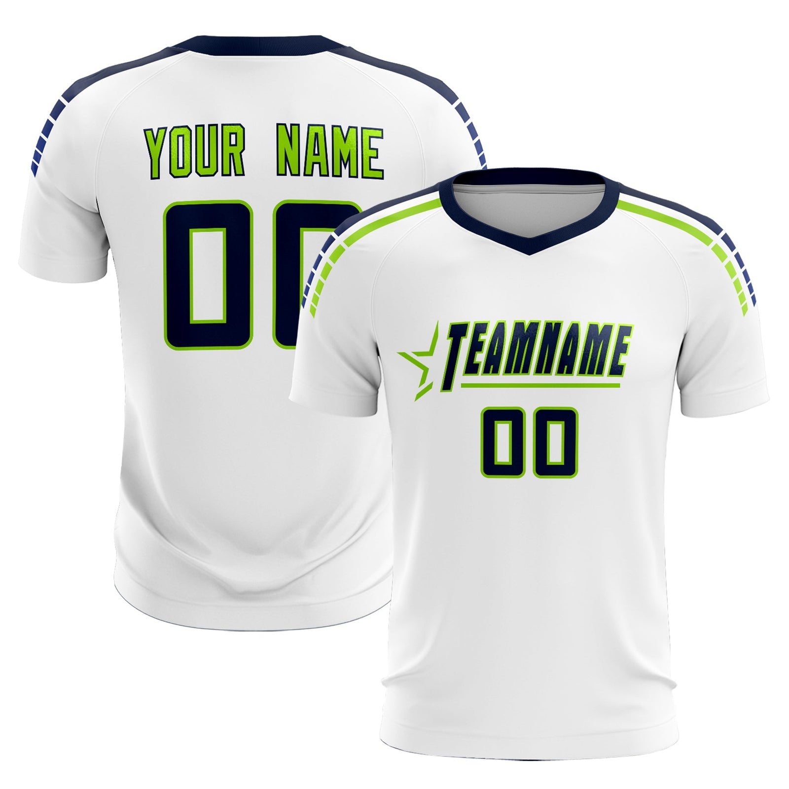 Custom White Raglan Shoulder Striped Soccer Tops/Sets Jersey