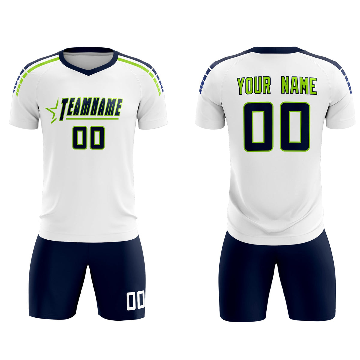 Custom White Raglan Shoulder Striped Soccer Tops/Sets Jersey