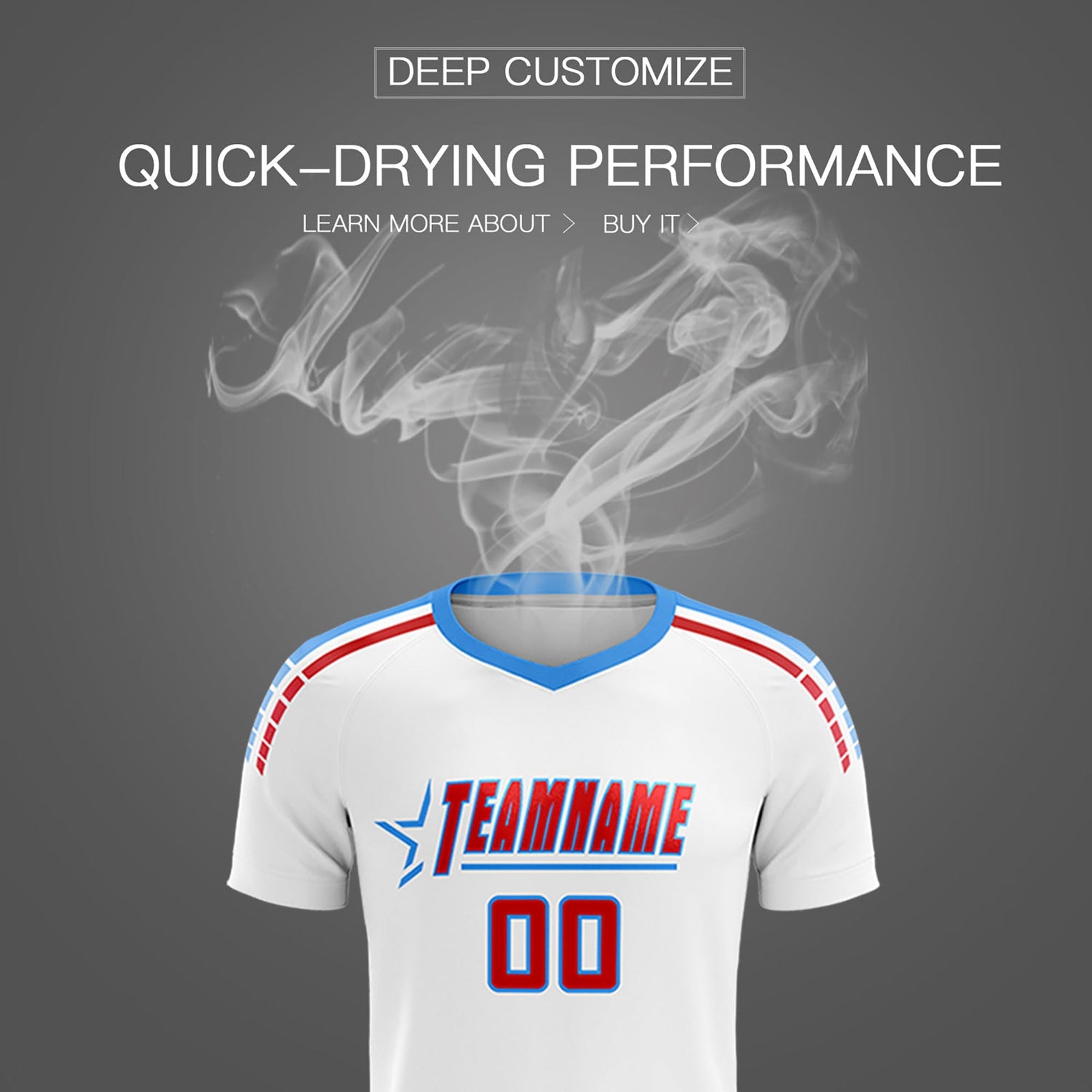 Custom White Raglan Shoulder Striped Soccer Tops/Sets Jersey