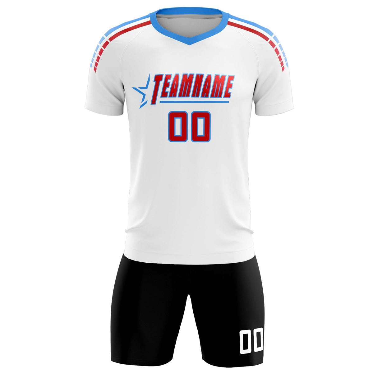 Custom White Raglan Shoulder Striped Soccer Tops/Sets Jersey
