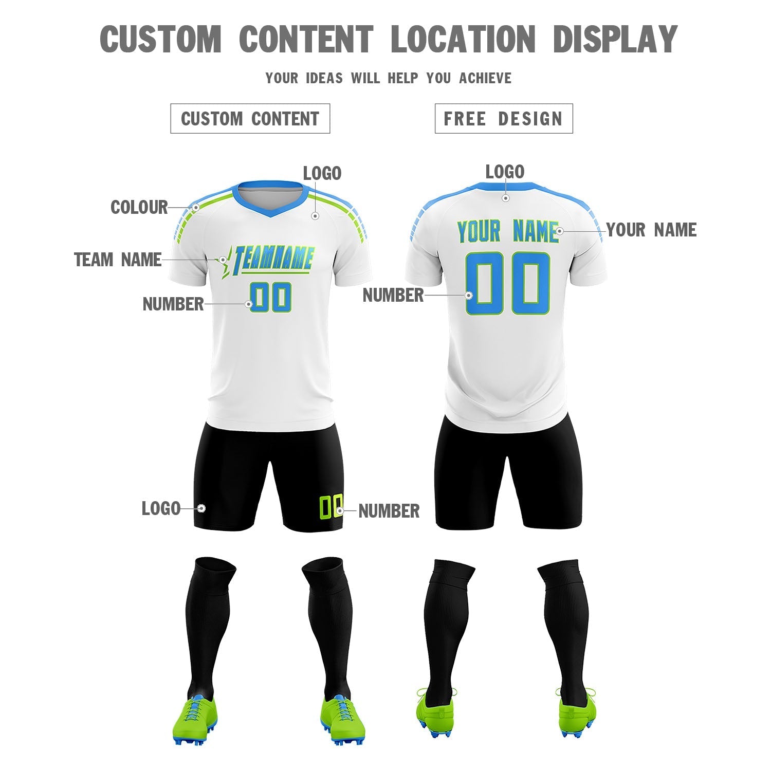 Custom White Raglan Shoulder Striped Soccer Tops/Sets Jersey