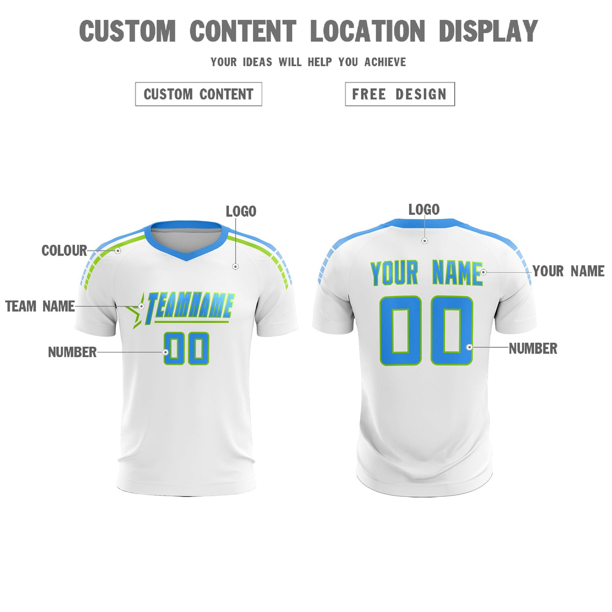 Custom White Raglan Shoulder Striped Soccer Tops/Sets Jersey