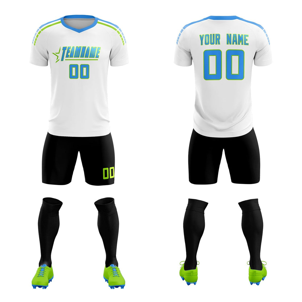 Custom White Raglan Shoulder Striped Soccer Tops/Sets Jersey