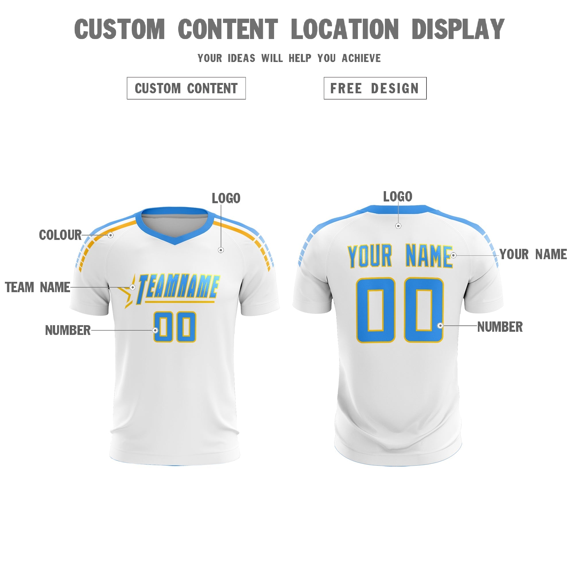 Custom White Raglan Shoulder Striped Soccer Tops/Sets Jersey