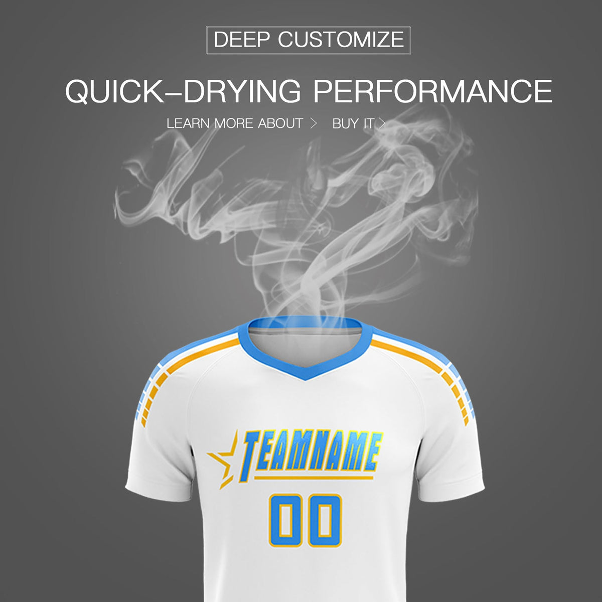 Custom White Raglan Shoulder Striped Soccer Tops/Sets Jersey