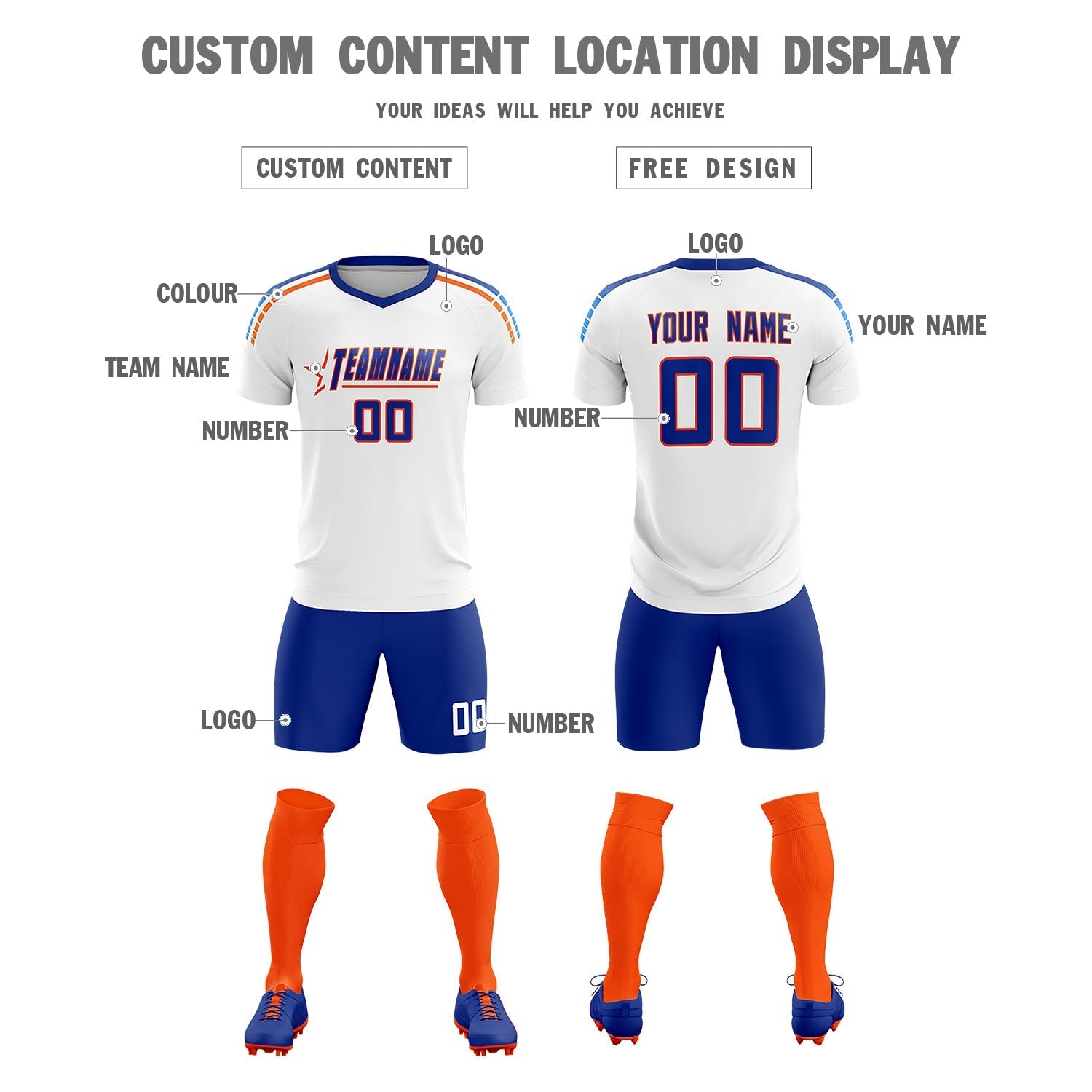 Custom White Raglan Shoulder Striped Soccer Tops/Sets Jersey