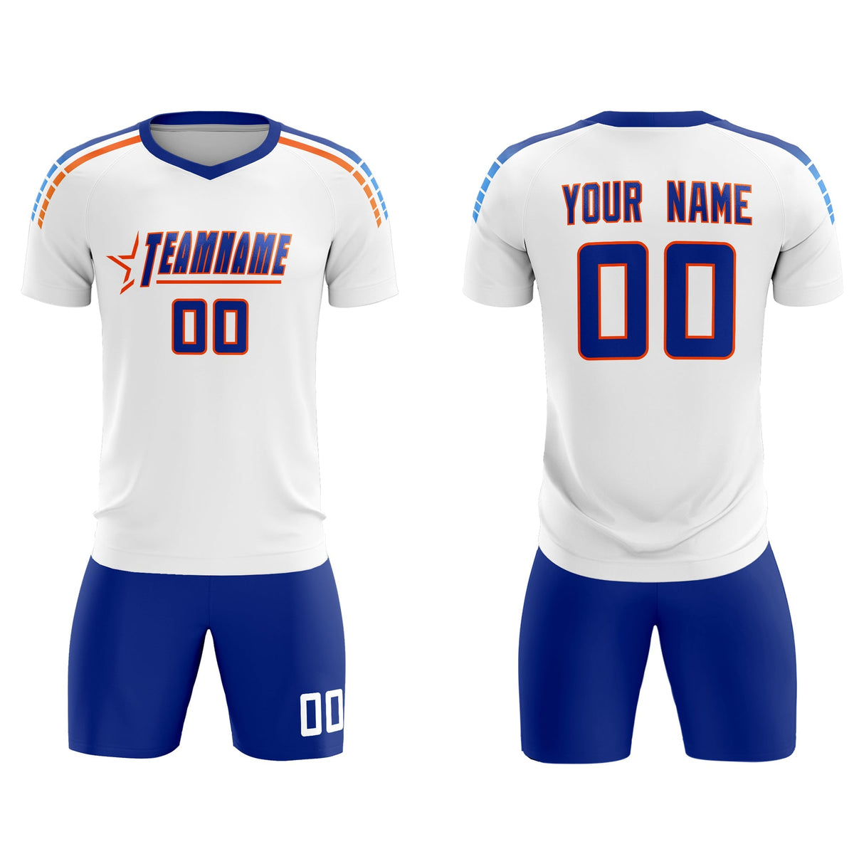 Custom White Raglan Shoulder Striped Soccer Tops/Sets Jersey