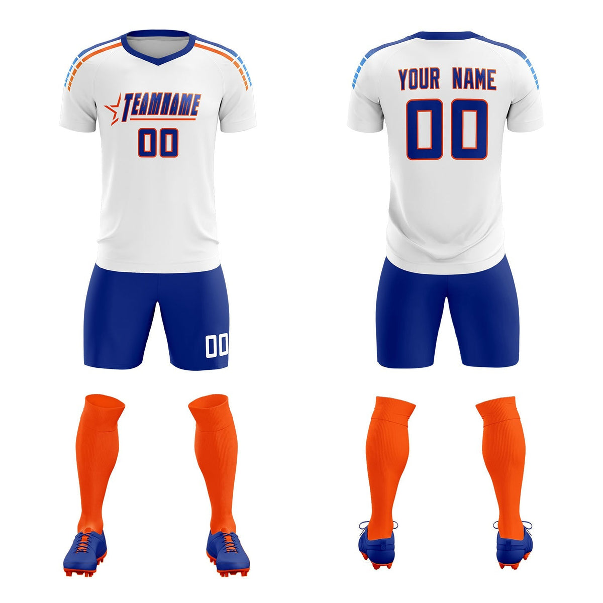 Custom White Raglan Shoulder Striped Soccer Tops/Sets Jersey