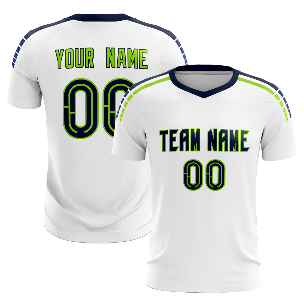 Custom White Raglan Shoulder Striped Soccer Tops/Sets Jersey