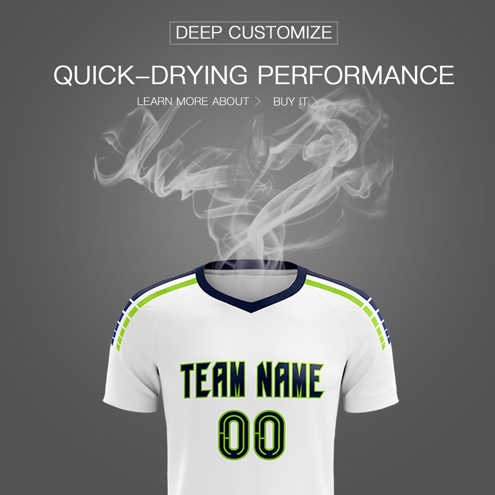 Custom White Raglan Shoulder Striped Soccer Tops/Sets Jersey