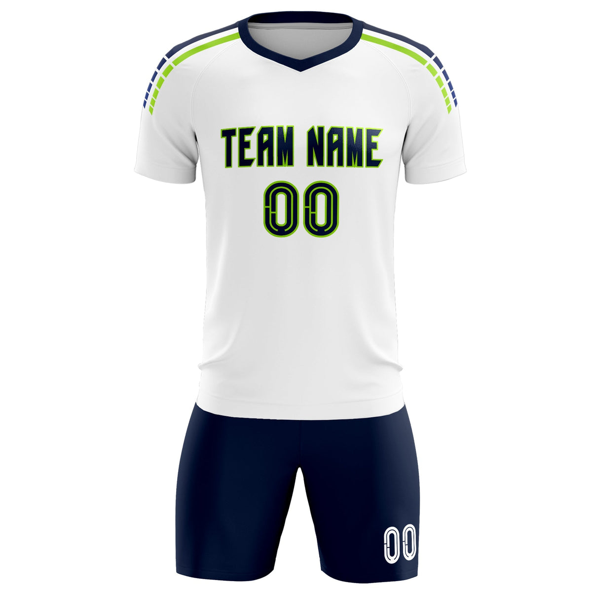 Custom White Raglan Shoulder Striped Soccer Tops/Sets Jersey