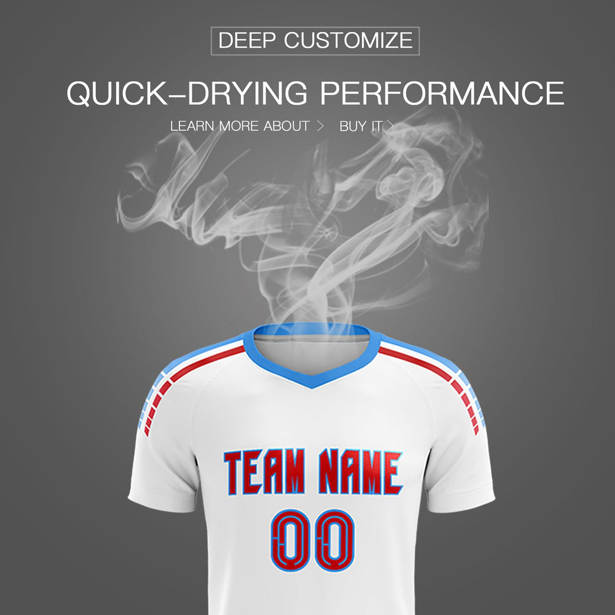 Custom White Raglan Shoulder Striped Soccer Tops/Sets Jersey