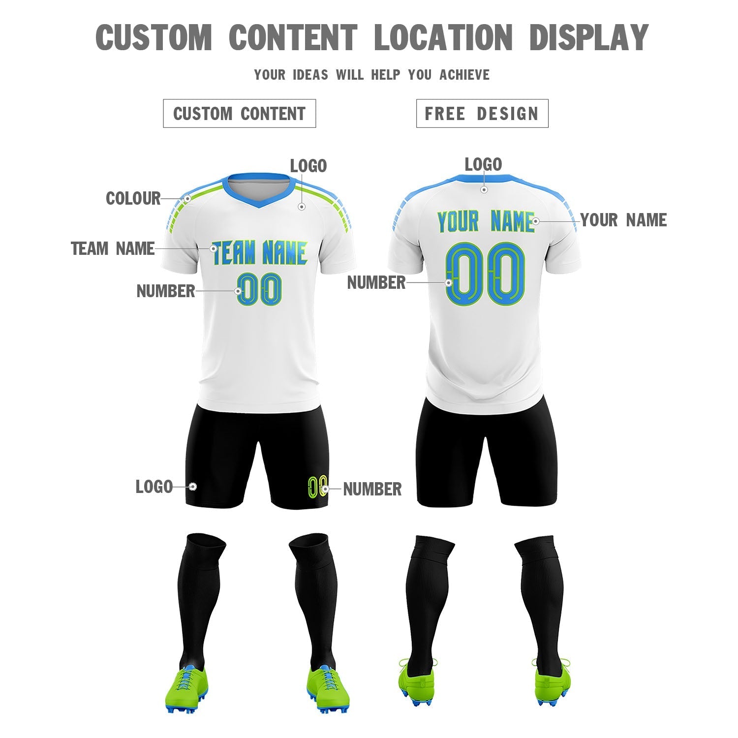 Custom White Raglan Shoulder Striped Soccer Tops/Sets Jersey