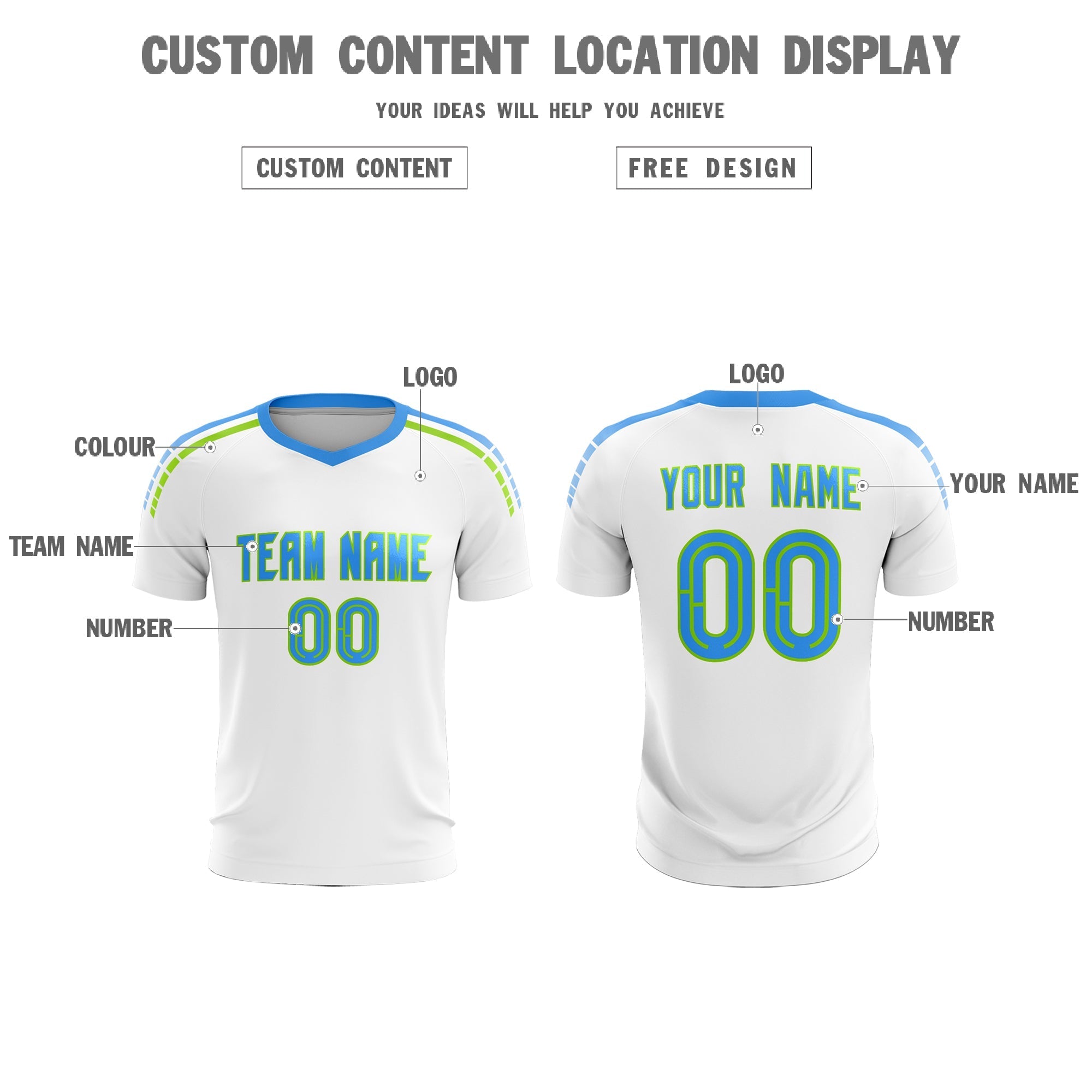 Custom White Raglan Shoulder Striped Soccer Tops/Sets Jersey