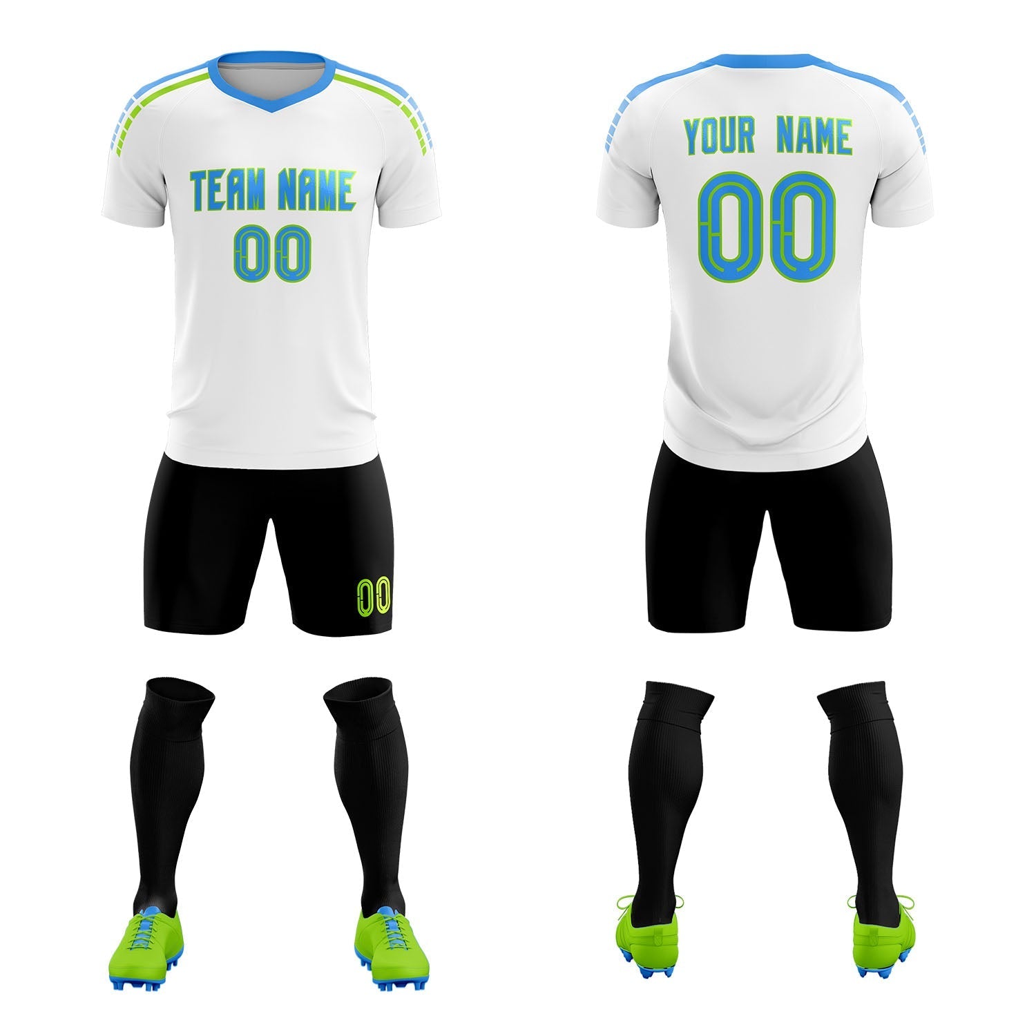 Custom White Raglan Shoulder Striped Soccer Tops/Sets Jersey