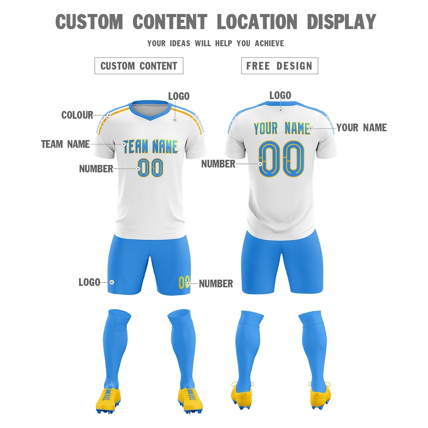 Custom White Raglan Shoulder Striped Soccer Tops/Sets Jersey