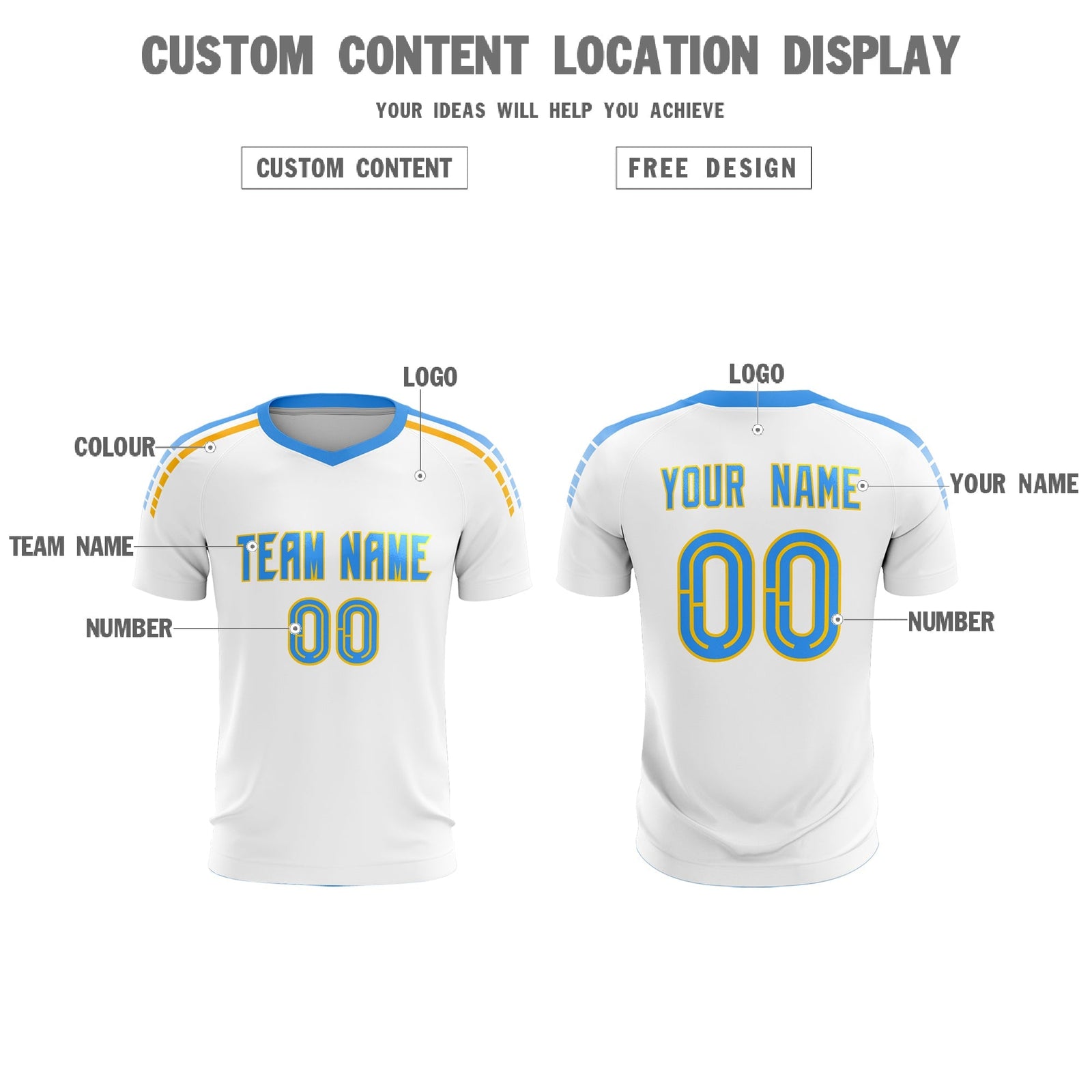 Custom White Raglan Shoulder Striped Soccer Tops/Sets Jersey