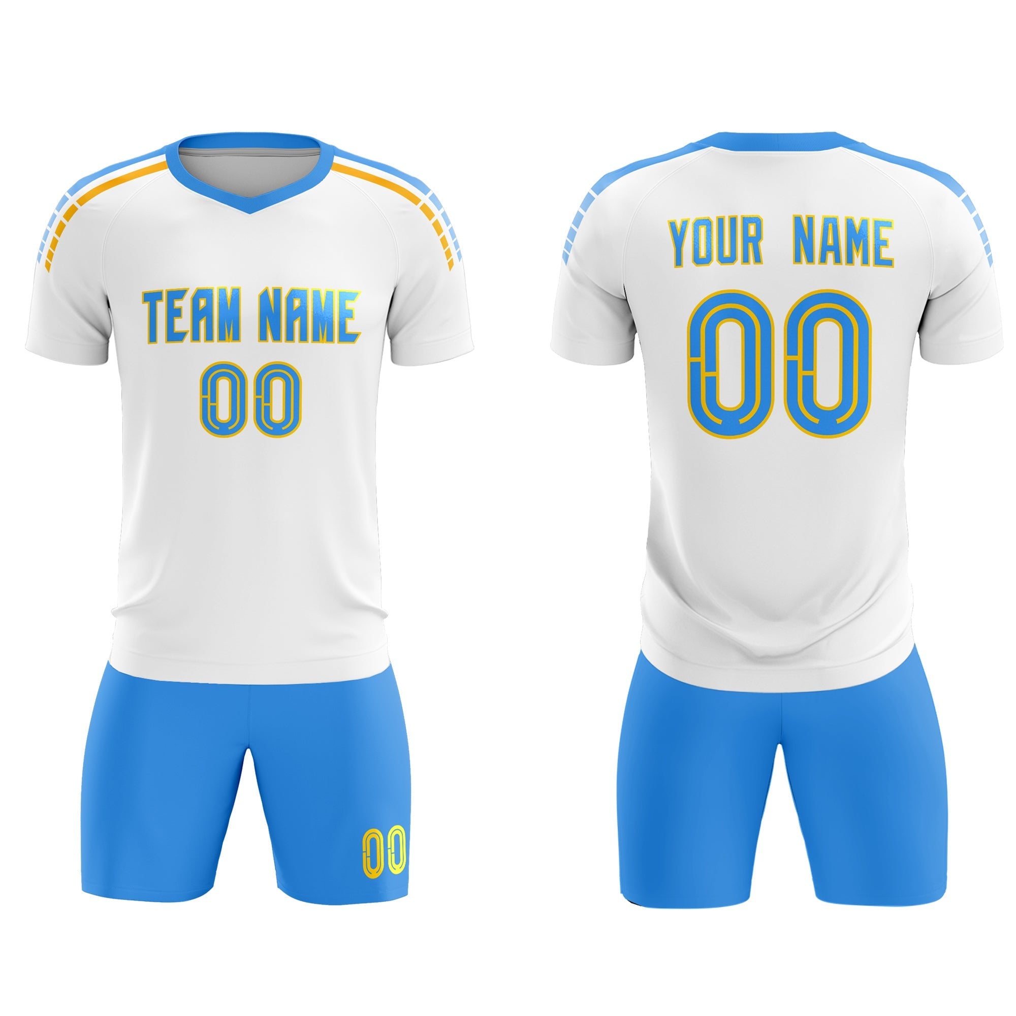 Custom White Raglan Shoulder Striped Soccer Tops/Sets Jersey