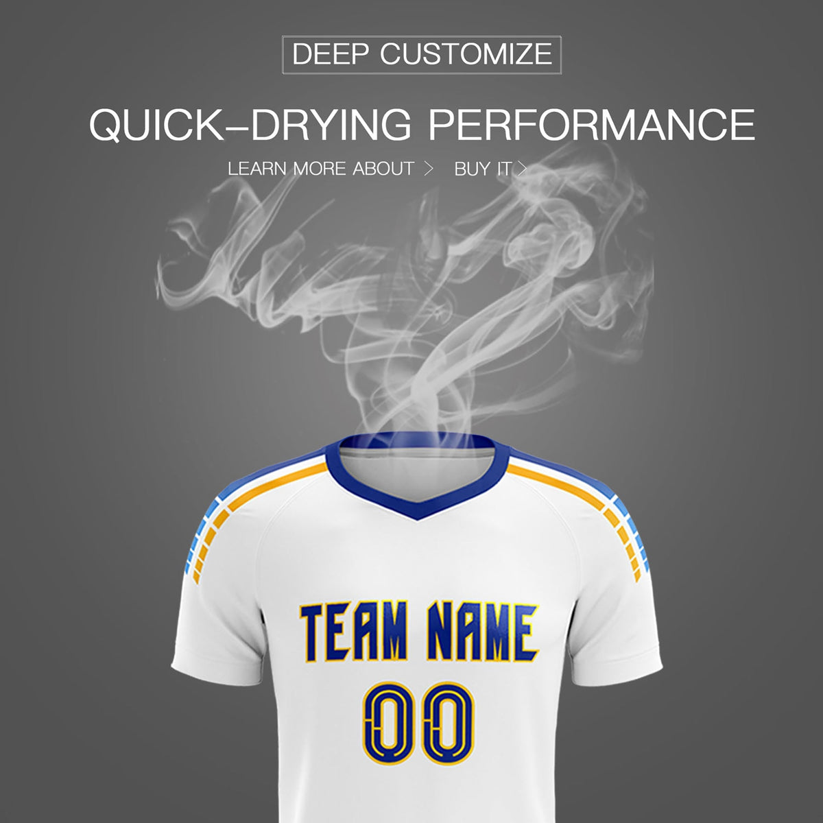 Custom White Raglan Shoulder Striped Soccer Tops/Sets Jersey