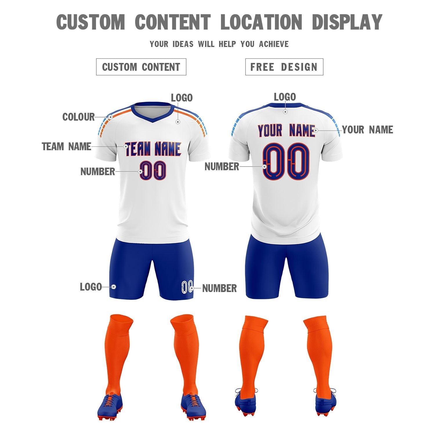 Custom White Raglan Shoulder Striped Soccer Tops/Sets Jersey