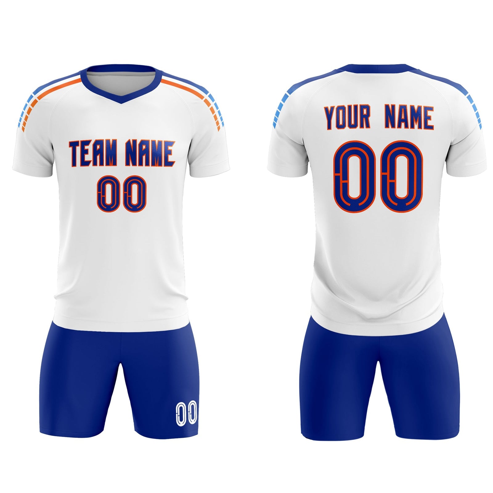 Custom White Raglan Shoulder Striped Soccer Tops/Sets Jersey