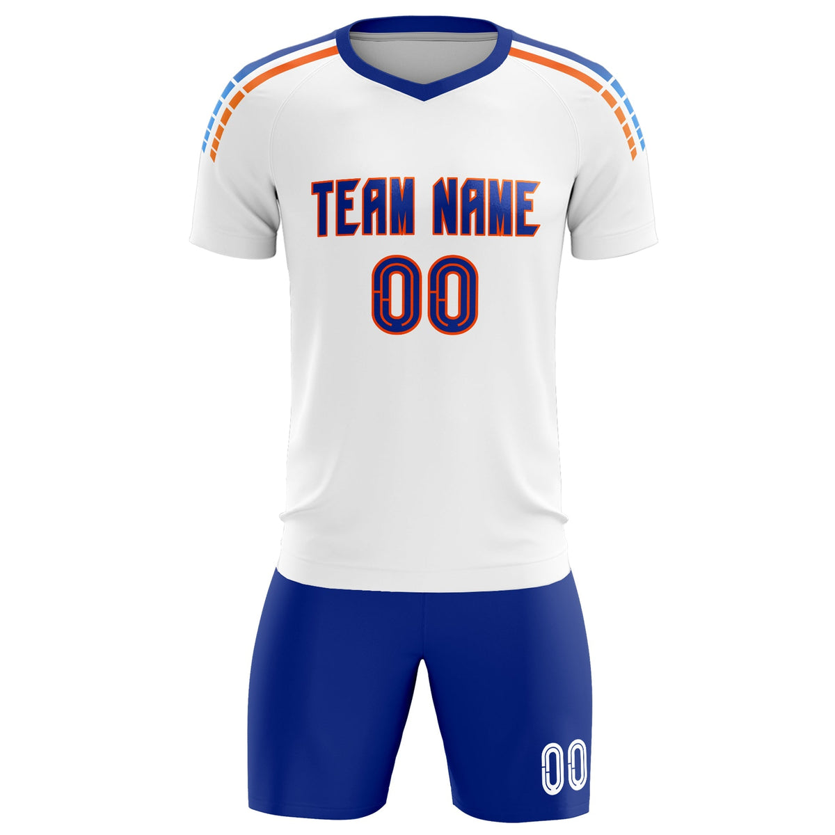 Custom White Raglan Shoulder Striped Soccer Tops/Sets Jersey