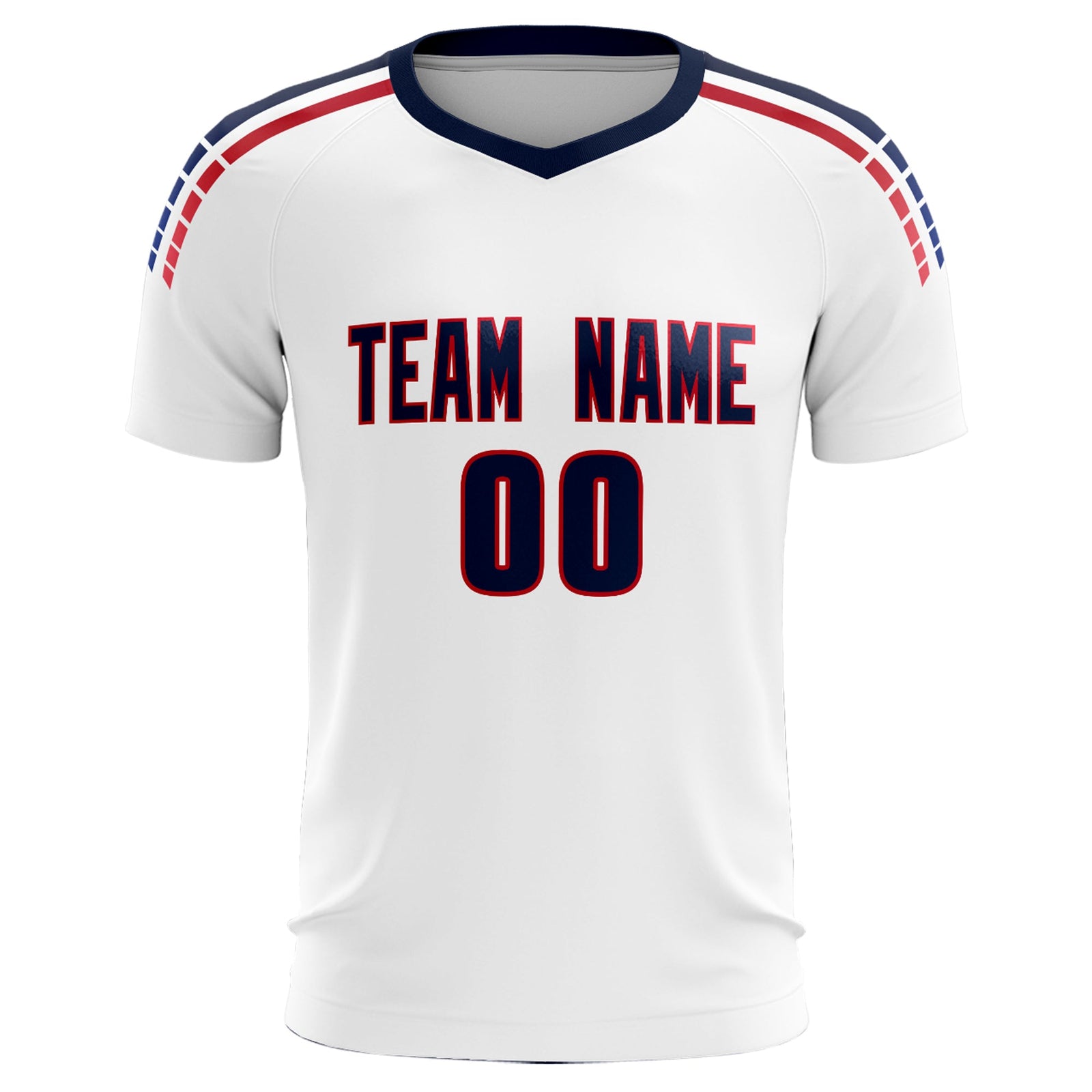 Custom white Striped Quick Dry Tops Soccer Sets Jersey