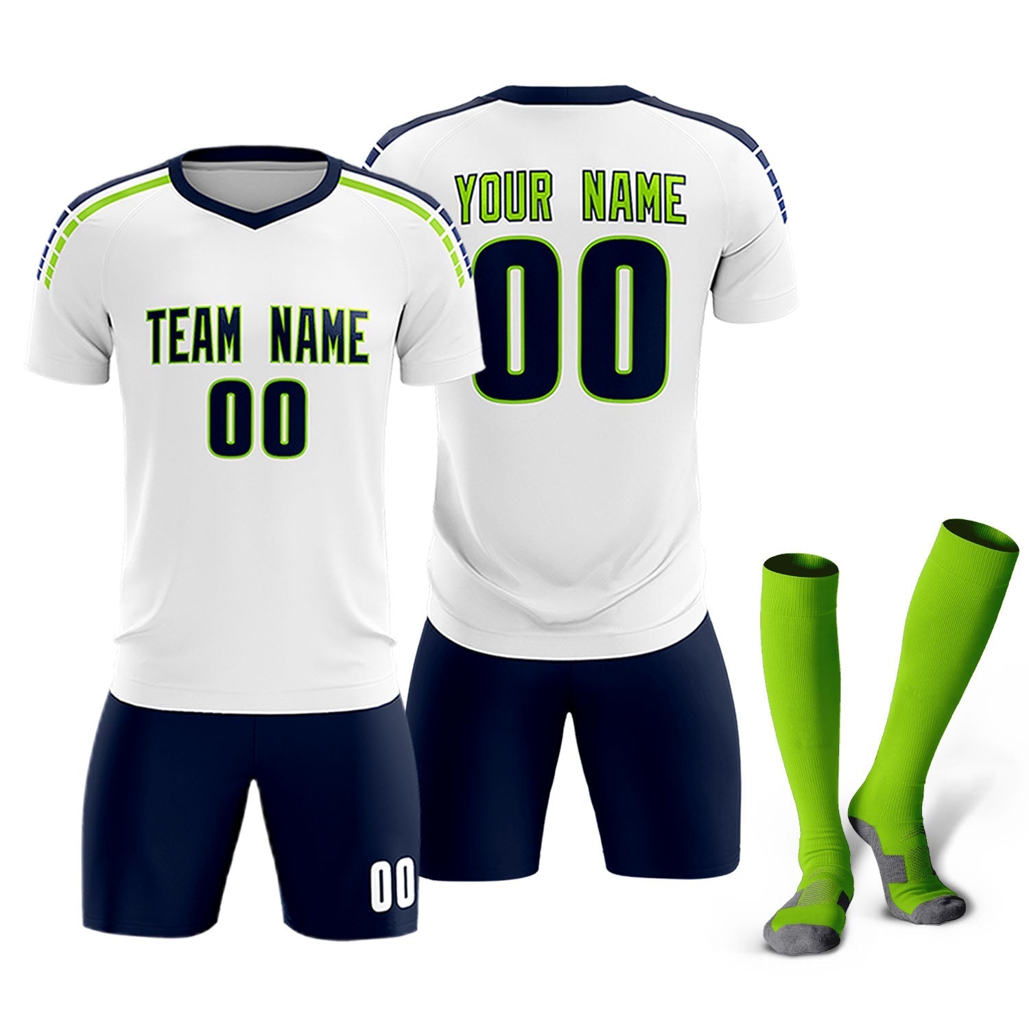 Custom White Raglan Shoulder Striped Soccer Tops/Sets Jersey